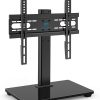 PERLESMITH Universal TV Stand - Table Top TV Stand for 37-55 inch LCD LED TVs - Height Adjustable TV Base Stand with Tempered Glass Base & Wire Management, VESA 400x400mm