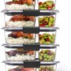 Rubbermaid 5-Piece Brilliance Food Storage Containers for Meal Prep with 2 Compartments and Lids, Dishwasher Safe, 4.7-Cup, Clear/Grey