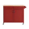 StyleWell Bainport Chili Red Kitchen Cart with Butcher Block Top