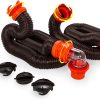 Camco 20' (39742) RhinoFLEX 20-Foot RV Sewer Hose Kit, Swivel Transparent Elbow with 4-in-1 Dump Station Fitting-Storage Caps Included , Black , Brown