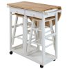 Casual Home  White Wood Base with Wood Top Kitchen Cart (28-in x 30-in x 33-in)