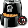 Chefman Small Compact Air Fryer Healthy Cooking, 2 Qt Nonstick, User Friendly and Adjustable Temperature Control w/ 60 Minute Timer & Auto Shutoff, Dishwasher Safe Basket, BPA-Free, 2 Quart, Black