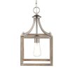 Hampton Bay 7947HBBNDI Boswell Quarter 1-Light Brushed Nickel Mini-Pendant with Weathered Wood Accents