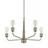 Home Decorators Collection 1034HDCANDI Palermo Grove 5-Light Antique Nickel Chandelier with Wood Accents, Rustic Farmhouse Dining Room Chandelie