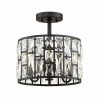 Home Decorators Collection 31820-HBB Kristella 12.5 in. 3-Light Matte Black Semi Flush Mount Light with Clear Crystal Shade