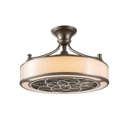 Home Decorators Collection SFL-550L1 Windara 22 in. LED Indoor Covered Outdoor Brushed Nickel Ceiling Fan with Light Kit and Remote Control