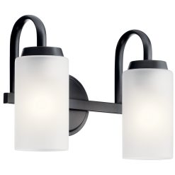 Kichler 55086BK Kennewick 13.25-in 2-Light Black Traditional Vanity Light