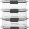 Rubbermaid 10-Piece Brilliance Food Storage Containers with Lids for Lunch, Meal Prep, and Leftovers, Dishwasher Safe, 3.2-Cup, Clear/Grey