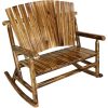 Sunnydaze Decor  2-Person Brown Wood Outdoor Glider