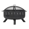 allen + roth OFW604R 31.5-in W Black Steel Wood-Burning Fire Pit
