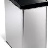 simplehuman 10 Liter / 2.6 Gallon Bathroom Slim Profile Trash Can, Brushed Stainless Steel with Plastic Lid