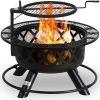 BALI OUTDOORS Wood Burning Fire Pit with Quick Removable Cooking Grill, Black