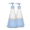 Cleancult Dish Soap Dispenser with Pump, Refillable Glass 14 oz Container, Shatter Resistant, Liquid Dishwashing Detergent, Non-Slip Grip, Matte Clear Frosted Finish, Kitchen Sink, 2 Pack - Periwinkle