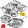 Cook N Home 12-Piece Stainless Steel Cookware Set, Silver