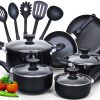 Cook N Home 15-Piece Nonstick Stay Cool Handle Cookware Set, Black