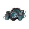 Elama Mystic Waves 16 Piece Dinnerware Set in Turquoise