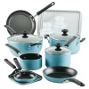 Farberware 20 Pc Easy Clean Aluminum Nonstick Cookware Pots and Pans Set, Aqua