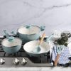 Gibson Home Plaza Café Forged Aluminum Healthy Ceramic Cookware, 7-Piece Set, Sky Blue