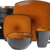 Gibson Soho Lounge Square 16-Piece Dinnerware Set - Amber