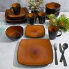 Gibson Soho Lounge Square 16-Piece Dinnerware Set - Amber