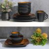 Gibson Soho Lounge Square 16-Piece Dinnerware Set - Amber