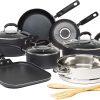 Goodful Cookware Set with Premium Non-Stick Coating, Dishwasher Safe Pots and Pans, Tempered Glass Steam Vented Lids, Stainless Steel Steamer, and Bamboo Cooking Utensils Set, 12-Piece, Charcoal Gray