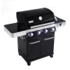 Monument 13892 Black/Porcelain Enamel 4-Burner Liquid Propane Gas Grill with 1 Side Burner