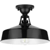 Progress Lighting P550070-031 Cedar Springs 13.25-in W Black Outdoor Flush Mount Light