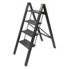 RIKADE 4 Step Ladder, RIKADE Folding Step Stool with Wide Anti-Slip Pedal, Aluminum Portable Lightweight Ladder for Home and Office Use, Kitchen Step Stool 330lb Capacity