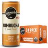 Remedy Kombucha Tea Organic Drink - Sugar Free, Keto, Vegan & Gluten Free - Sparkling Live Cultured, Small Batch Brewed Beverage - Ginger Lemon - 8.5 Fl Oz Can, 24-Pack