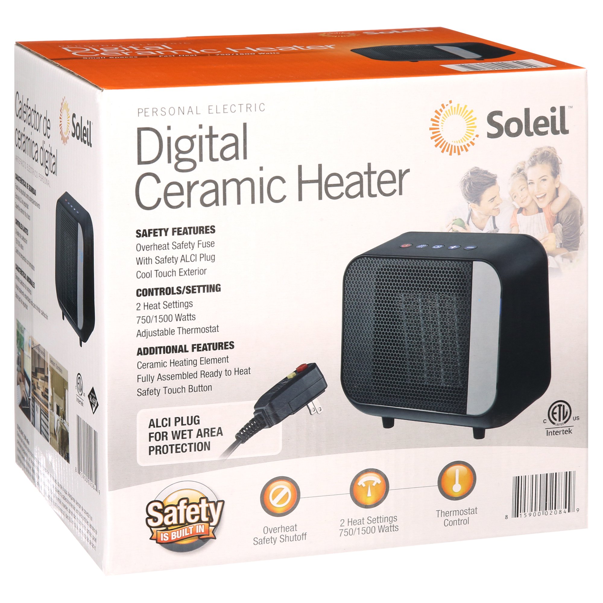 Soleil PTC915B Electric Digital Ceramic Heater 1500W Indoor Black