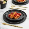 Stone Lain Coupe Dinnerware Set, Service For 4, Black Matte, Matte Black