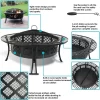 Sunnydaze Decor RCM-LG427 Diamond Weave 40 in. x 20 in. Round Steel Wood Burning Fire Pit in Black with Spark Screen