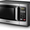 TOSHIBA EM925A5A-SS Countertop Microwave Oven, 0.9 Cu Ft With 10.6 Inch Removable Turntable, 900W, 6 Auto Menus, Mute Function & ECO Mode, Child Lock, LED Lighting, Stainless Steel