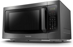 TOSHIBA ML-EM45P(BS) Countertop Microwave Oven with Smart Sensor and Position Memory Turntable, Memory Function, 1.6 Cu.ft with 13.6" Removable Turntable, Black Stainless Steel, 1200W