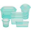 Zip Top 10-Piece Reusable Platinum Silicone Food Containers