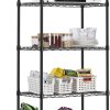 ALVOROG 5-Shelf Shelving Storage Unit Heavy Duty Metal Organizer Wire Rack with Leveling Feet and Hooks Adjustable Shelves for Bathroom Kitchen Garage (23.2Lx13.4Wx59.1H)