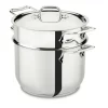 All-Clad E414S6 Stainless Steel Pasta Pot and Insert Cookware, 6-Quart, Silver