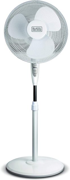 BLACK+DECKER BFSR16W 16 Stand Fan with Remote, White