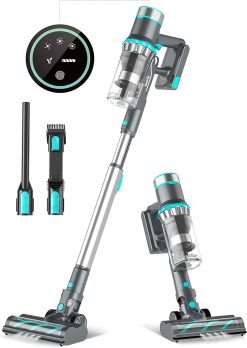 Belife V11 Cordless Vacuum Cleaner, Stick Vacuum with 25Kpa Powerful Suction, 380W Brushless Motor, LED Display, 6 in 1 Lightweight Handheld Vacuum for Hard Floor Carpet Car Pet Hair