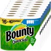 Bounty Quick-Size Paper Towels, White, 16 Family Rolls = 40 Regular Rolls