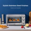COMFEE' 4 Slice Small Toaster Oven Countertop, 12L with 30-Minute Timer, 3-In-One, Bake, Broil, Toast, 1100 Watts, Dual heating element, Stainless Steel(CFO-BG12(SS))