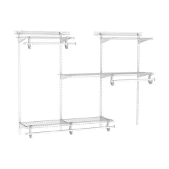 ClosetMaid 8808 ShelfTrack Wire Closet Organizer System, Adjustable from 4 to 6 Ft., With Shelves, Clothes Rods, Hardware, Durable Steel, White
