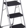 Cosco 11408PBL1E Three Big Folding Step Stool with Rubber Hand Grip, Platinum