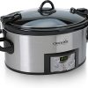 Crock-Pot SCCPVL610-S-A 6-Quart Cook & Carry Programmable Slow Cooker with Digital Timer, Stainless Steel