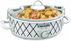 Crock-pot 2.5-Quart Mini Casserole Crock Slow Cooker, White Blue
