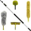 DocaPole Cleaning Kit with 5-12 Foot (20 ft Reach) Telescoping Extension Pole; Includes 1 Window Squeegee & Washer, and 3 Dusting Attachments; Cobweb, Microfiber Feather, and Ceiling Fan Dusters