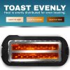 Elite Gourmet ECT4400B# Long Slot 4 Slice Toaster, Countdown Timer, Bagel Function, 6 Toast Setting, Defrost, Cancel Function, Built-in Warming Rack, Extra Wide Slots for Bagel Waffle, Stainless Steel