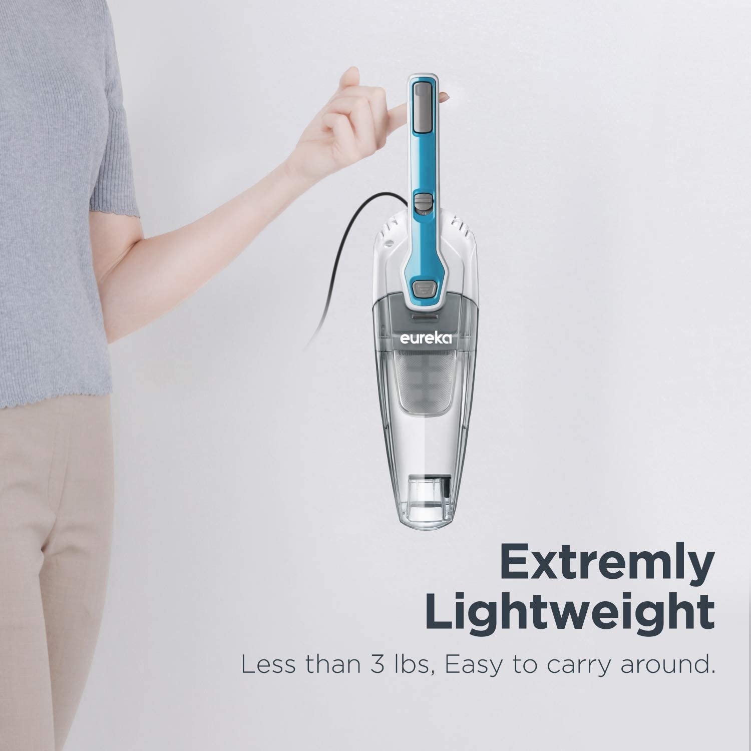 Eureka NES100 Lightweight Corded Stick Vacuum Cleaner Powerful Suction Convenient Handheld Vac with Filter for Hard Floor, 3-in-1, Aqua Blue2 Eureka NES100 Lightweight Corded Stick Vacuum Cleaner Powerful Suction Convenient Handheld Vac with Filter for Hard Floor, 3-in-1, Aqua Blue