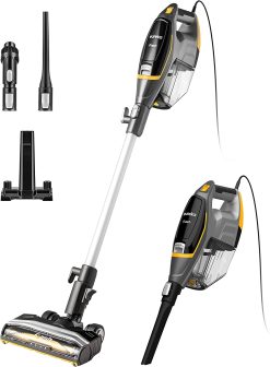 Eureka NES510 Flash Lightweight Stick Vacuum Cleaner, 15KPa Powerful Suction, 2 in 1 Corded Handheld Vac for Hard Floor and Carpet, Black